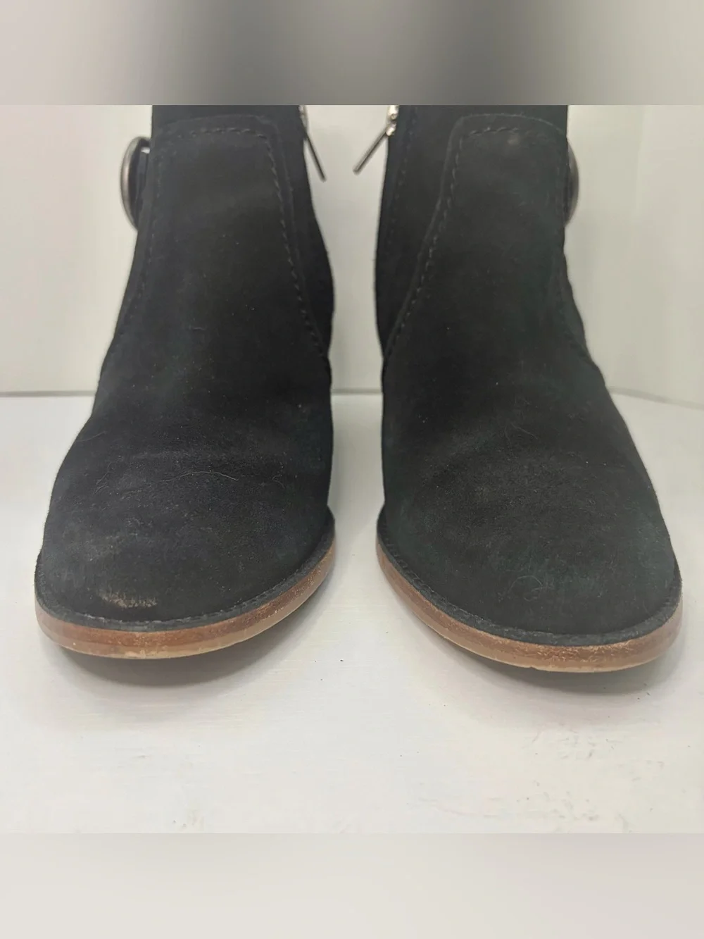 UGG Leahy Suede Ankle Boot Black Buckle Accent Size 8 1/2